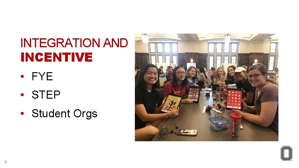 INTEGRATION AND INCENTIVE • FYE • STEP • Student Orgs 8 