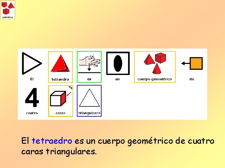 El tetraedro es un cuerpo geométrico de cuatro caras triangulares. 