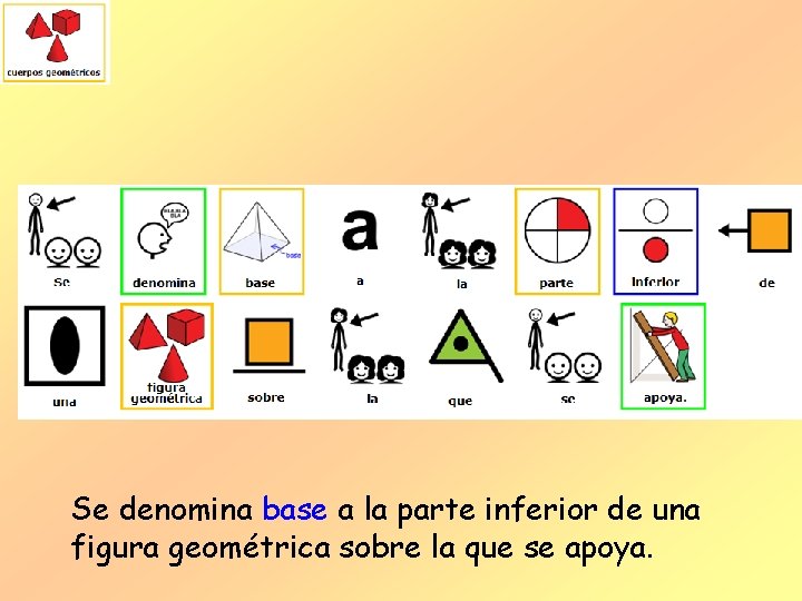 Se denomina base a la parte inferior de una figura geométrica sobre la que