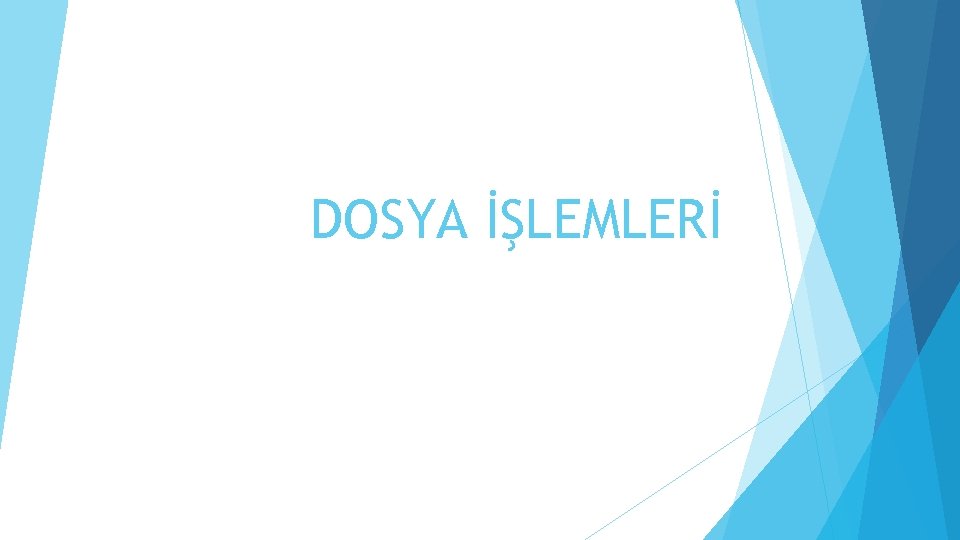 DOSYA İŞLEMLERİ 