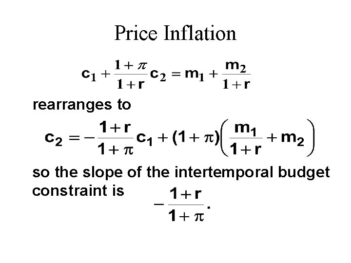 Price Inflation rearranges to so the slope of the intertemporal budget constraint is 