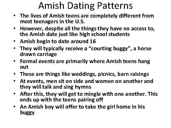 Amish Dating Patterns • The lives of Amish teens are completely different from most