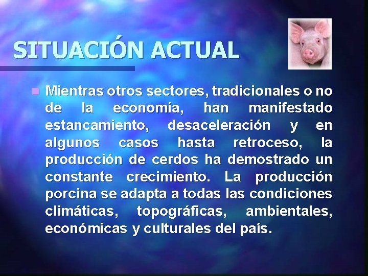 SITUACIÓN ACTUAL n Mientras otros sectores, tradicionales o no de la economía, han manifestado