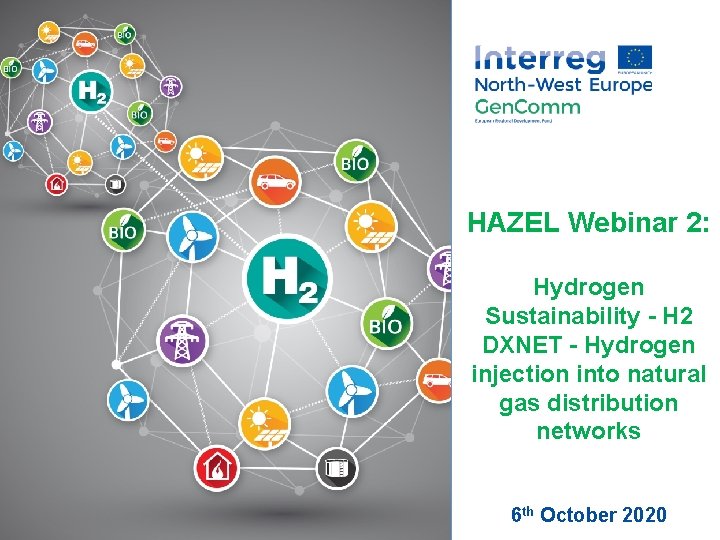 Place image in this area. HAZEL Webinar 2: Hydrogen Sustainability - H 2 DXNET