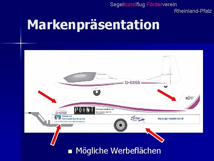 Segelkunstflug Förderverein Rheinland-Pfalz Markenpräsentation n Mögliche Werbeflächen Segelkunstflug Förderverein Rheinland-Pfalz Markenpräsentation n Mögliche Werbeflächen
