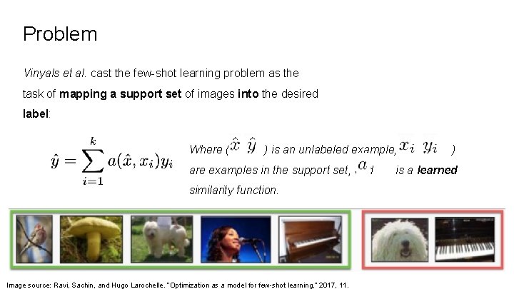 Problem Vinyals et al. cast the few-shot learning problem as the task of mapping