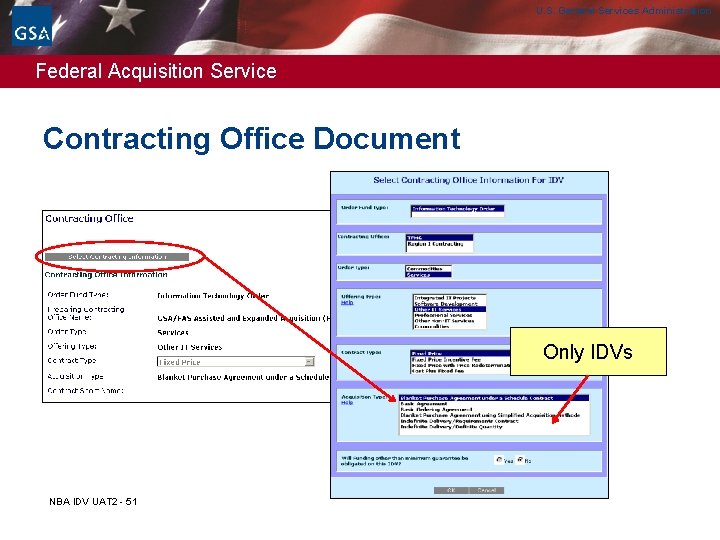 U. S. General Services Administration Federal Acquisition Service Contracting Office Document Only IDVs NBA U. S. General Services Administration Federal Acquisition Service Contracting Office Document Only IDVs NBA