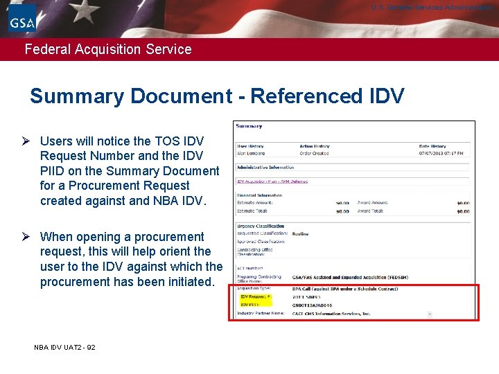U. S. General Services Administration Federal Acquisition Service Summary Document - Referenced IDV Ø U. S. General Services Administration Federal Acquisition Service Summary Document - Referenced IDV Ø