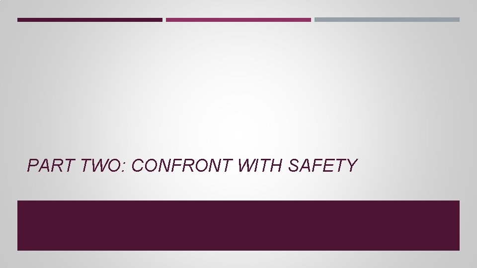 PART TWO: CONFRONT WITH SAFETY PART TWO: CONFRONT WITH SAFETY