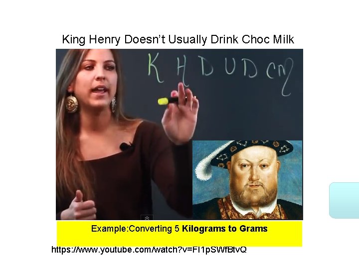 King Henry Doesn’t Usually Drink Choc Milk Example: Converting 5 Kilograms to Grams https: