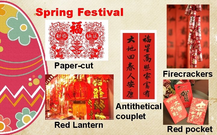 Spring Festival Paper-cut Red Lantern Firecrackers Antithetical couplet Red pocket 