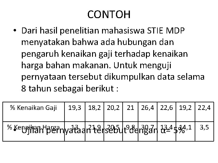 CONTOH • Dari hasil penelitian mahasiswa STIE MDP menyatakan bahwa ada hubungan dan pengaruh