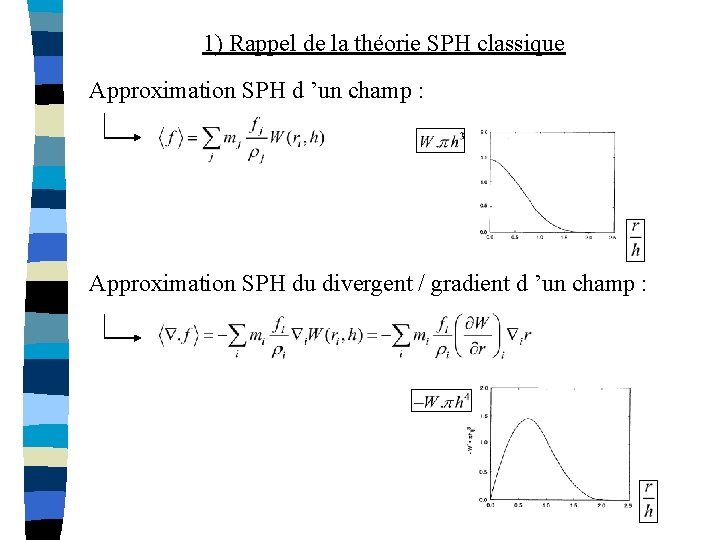 1) Rappel de la théorie SPH classique Approximation SPH d ’un champ : Approximation