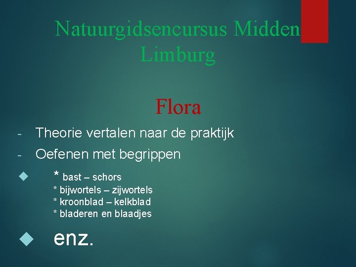 Natuurgidsencursus Midden Limburg Flora - Theorie vertalen naar de praktijk - Oefenen met begrippen