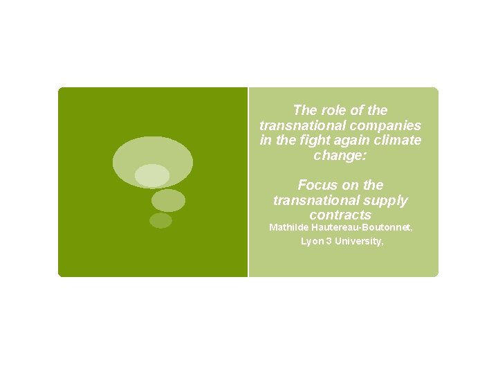 The role of the transnational companies in the fight again climate change: Focus on