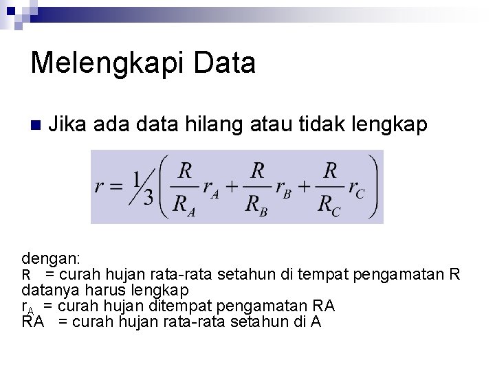 ASPEK HIDROLOGI Kuliah ke2 Drainase KARAKTERISTIK HUJAN Durasi