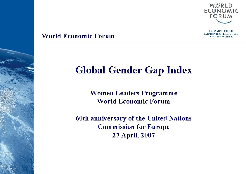 World Economic Forum Global Gender Gap Index Women