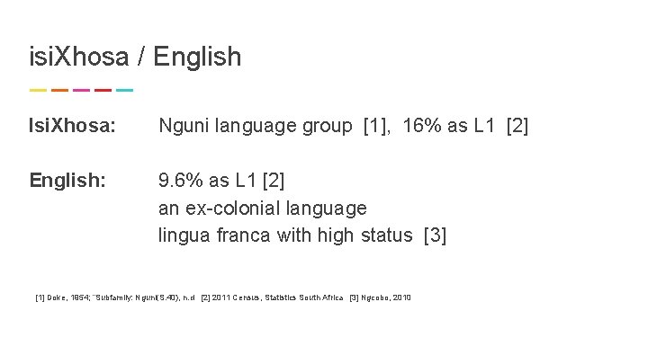 isi. Xhosa / English Isi. Xhosa: Nguni language group [1], 16% as L 1