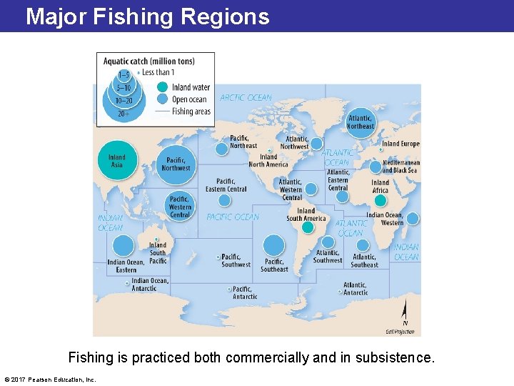 Major Fishing Regions Fishing is practiced both commercially and in subsistence. © 2017 Pearson