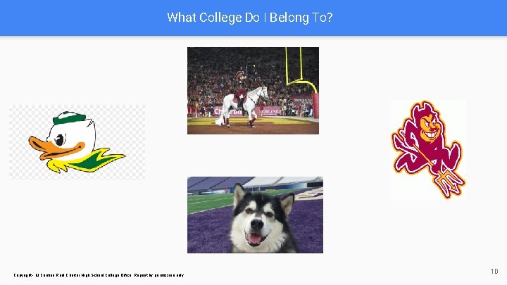 What College Do I Belong To? Copyright - El Camino Real Charter High School What College Do I Belong To? Copyright - El Camino Real Charter High School