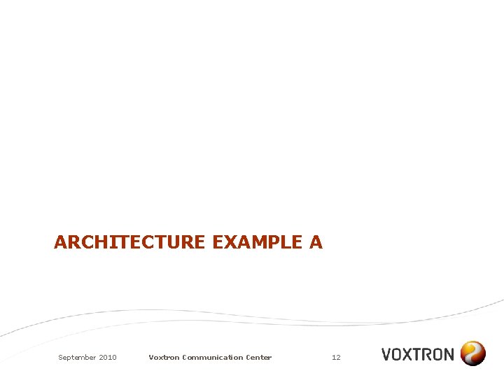 ARCHITECTURE EXAMPLE A September 2010 Voxtron Communication Center 12 