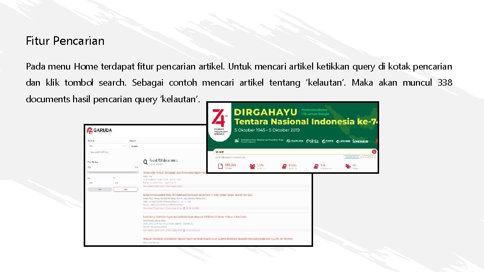 Fitur Pencarian Pada menu Home terdapat fitur pencarian artikel. Untuk mencari artikel ketikkan query Fitur Pencarian Pada menu Home terdapat fitur pencarian artikel. Untuk mencari artikel ketikkan query