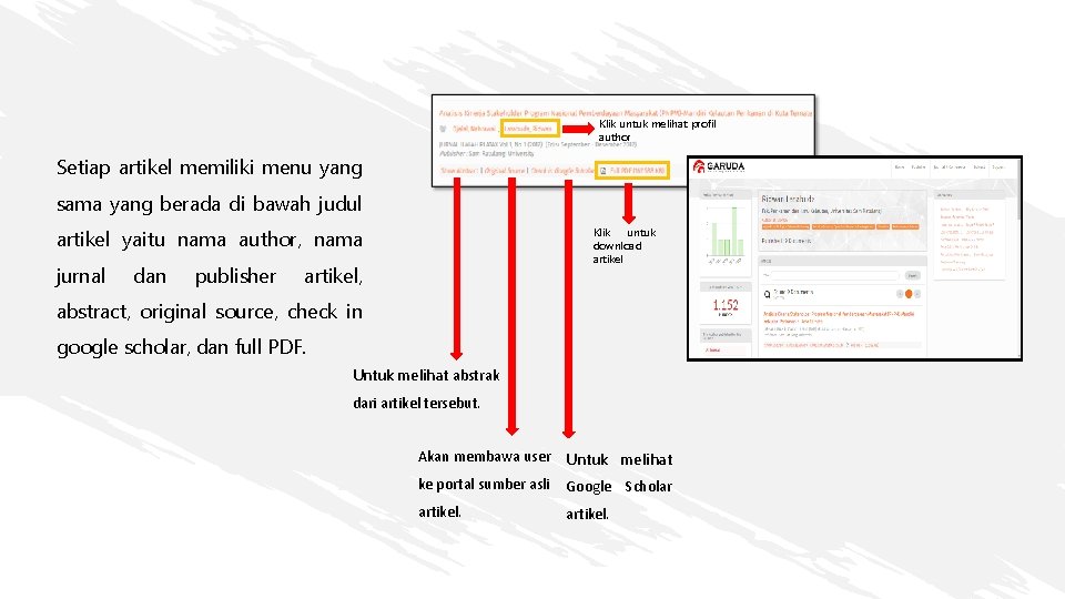 Klik untuk melihat profil author Setiap artikel memiliki menu yang sama yang berada di Klik untuk melihat profil author Setiap artikel memiliki menu yang sama yang berada di