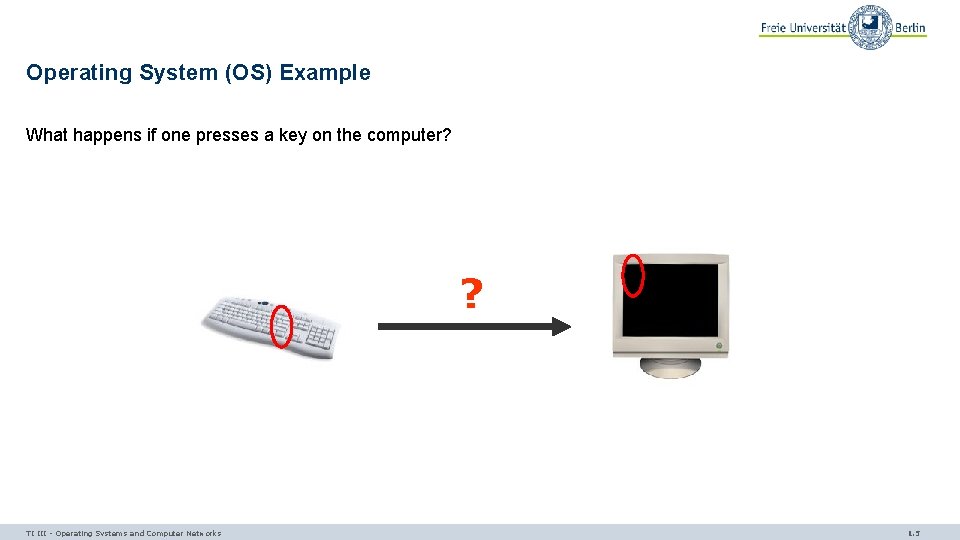 Operating System (OS) Example What happens if one presses a key on the computer?