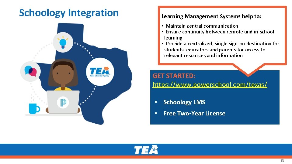 Schoology Integration Learning Management Systems help to: ▪ Maintain central communication ▪ Ensure continuity Schoology Integration Learning Management Systems help to: ▪ Maintain central communication ▪ Ensure continuity