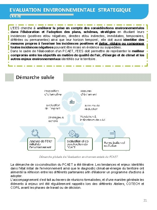 EVALUATION ENVIRONNEMENTALE STRATEGIQUE (EES) L'EES cherche à améliorer la prise en compte des considérations