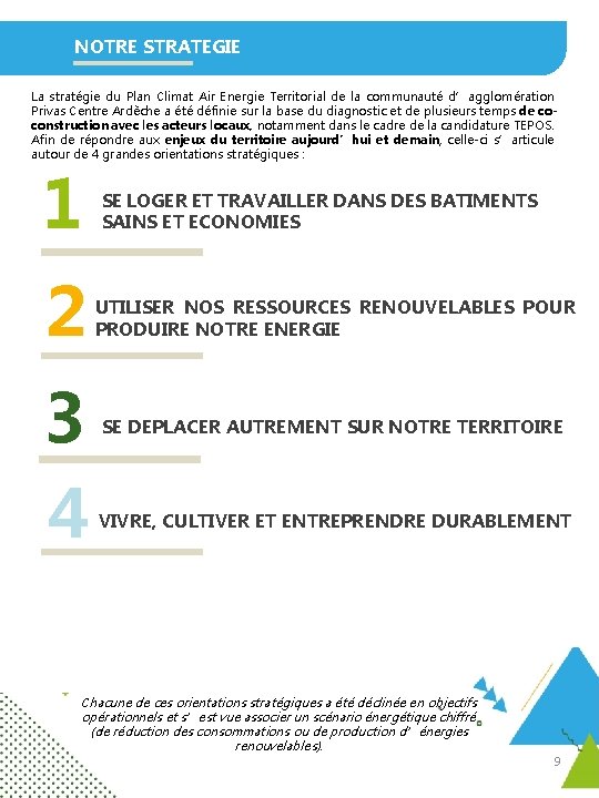 NOTRE STRATEGIE La stratégie du Plan Climat Air Energie Territorial de la communauté d’agglomération