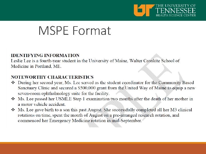 MSPE Format 