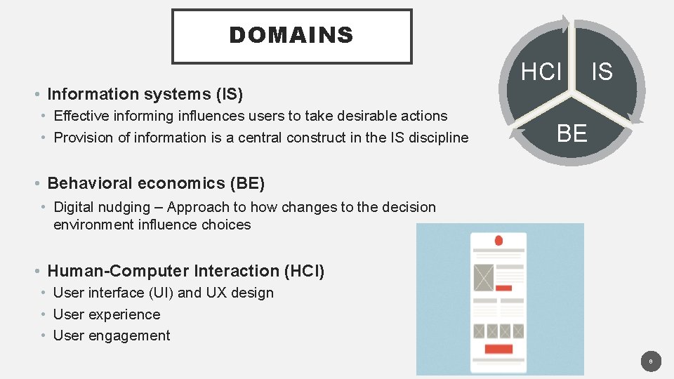 DOMAINS • Information systems (IS) • Effective informing influences users to take desirable actions