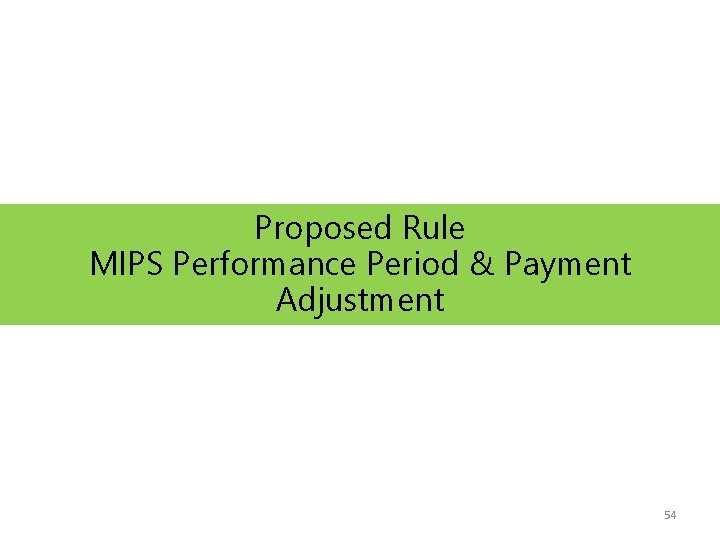 Proposed Rule MIPS Performance Period & Payment Adjustment 54 