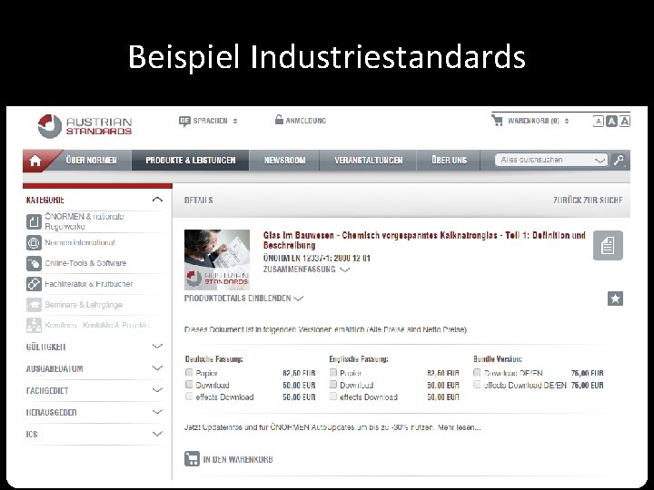 Beispiel Industriestandards 