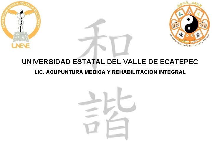 UNIVERSIDAD ESTATAL DEL VALLE DE ECATEPEC LIC. ACUPUNTURA MEDICA Y REHABILITACION INTEGRAL 