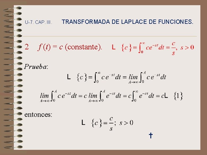 UNIDAD 7 CAPTULO III TRANSFORMADA DE LAPLACE DE