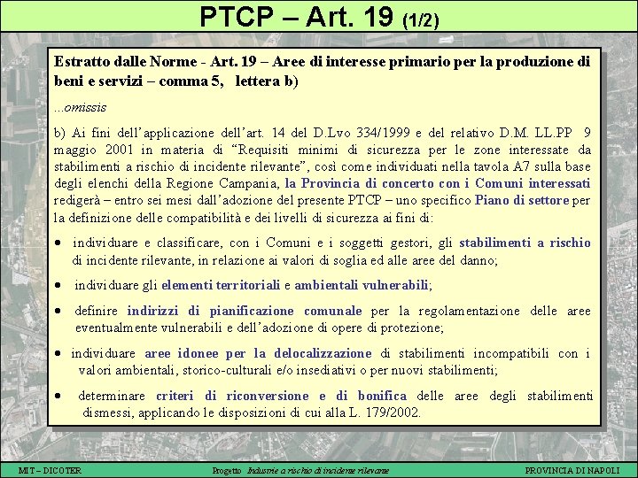 PTCP – Art. 19 (1/2) Estratto dalle Norme - Art. 19 – Aree di