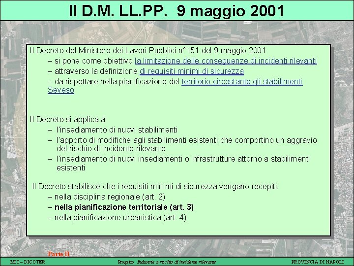 Il D. M. LL. PP. 9 maggio 2001 Il Decreto del Ministero dei Lavori