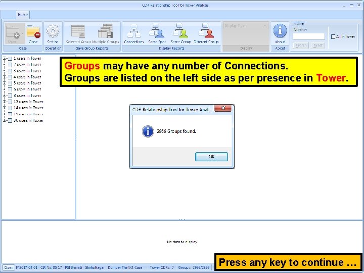 Groups may have any number of Connections. Groups are listed on the left side