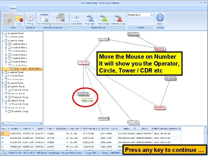 Move the Mouse on Number It will show you the Operator, Circle, Tower /
