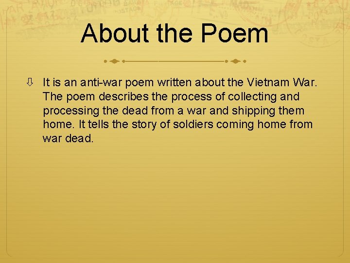 Homecoming Bruce Dawe About the Poem It is