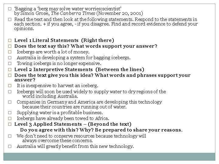 � ‘Bagging a ‘berg may solve water worries: scientist’ by Simon Grose, The Canberra