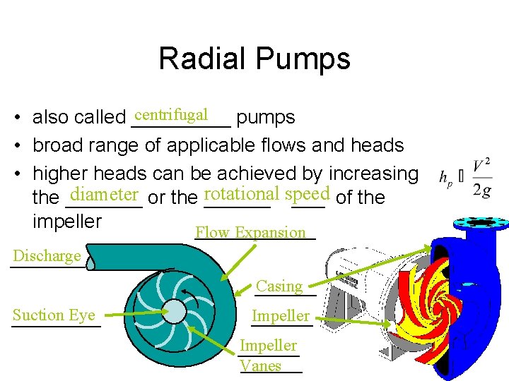 Radial Pumps centrifugal • also called _____ pumps • broad range of applicable flows