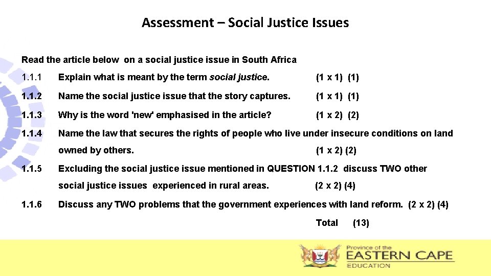 Assessment – Social Justice Issues Read the article below on a social justice issue