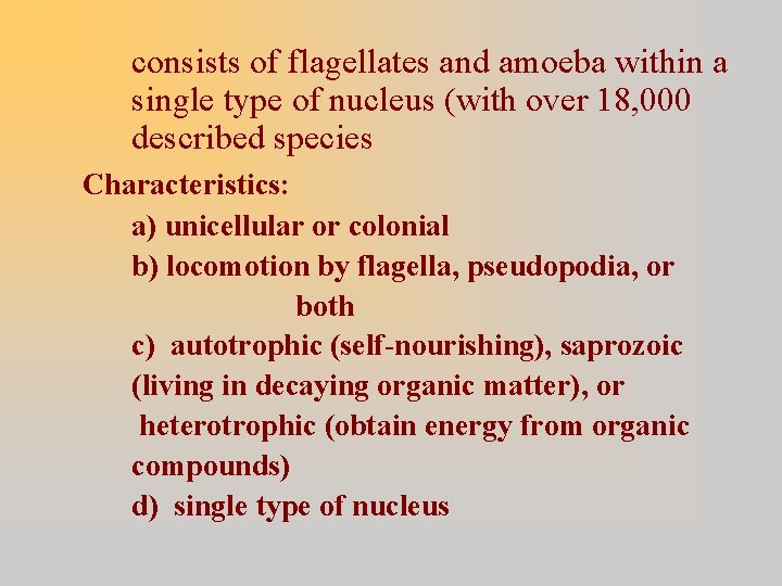 consists of flagellates and amoeba within a single type of nucleus (with over 18,