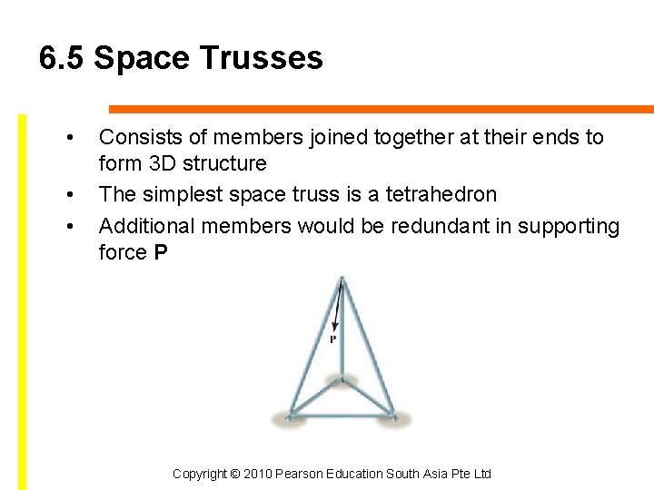 6. 5 Space Trusses • • • Consists of members joined together at their