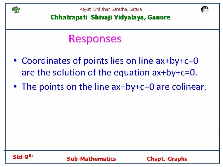 Rayat Shikshan Sanstha, Satara Chhatrapati Shivaji Vidyalaya, Ganore Responses • Coordinates of points lies