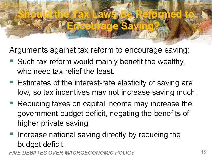 Should the Tax Laws Be Reformed to Encourage Saving? Arguments against tax reform to