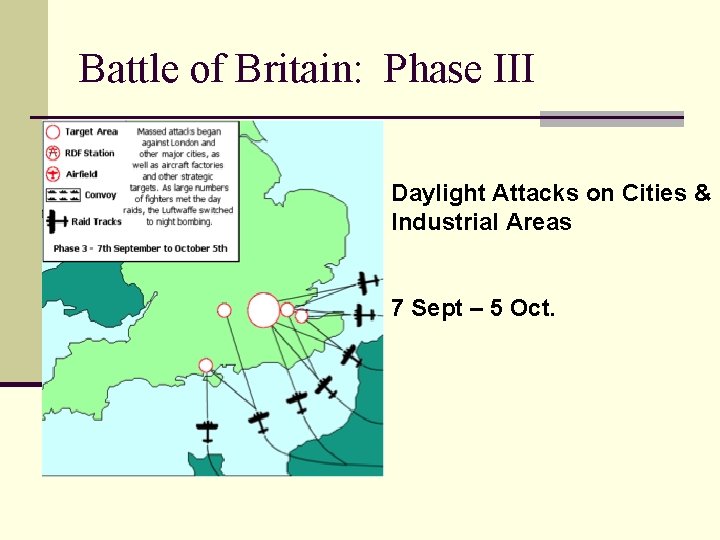 Battle of Britain: Phase III Daylight Attacks on Cities & Industrial Areas 7 Sept